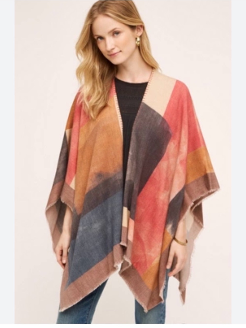 Anthropologie Saachi color block kimono wrap EUC OS